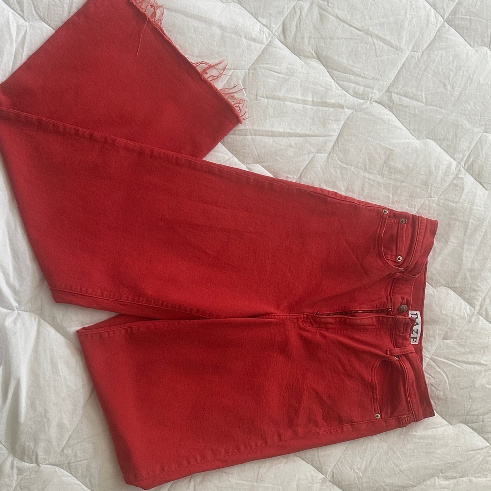 Vibrant Red Flare Women's Jeans